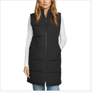 Eddie Bauer Women's Long Hooded Puffer Vest - Black